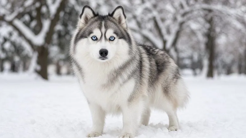 Pomsky, kruising van Pomeriaan × Siberische Husky