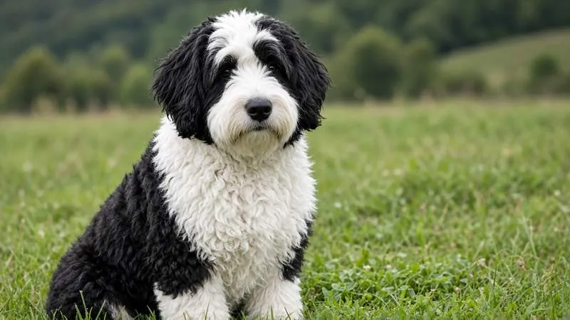 Sheepadoodle, kruising van Old English Sheepdog × Poedel