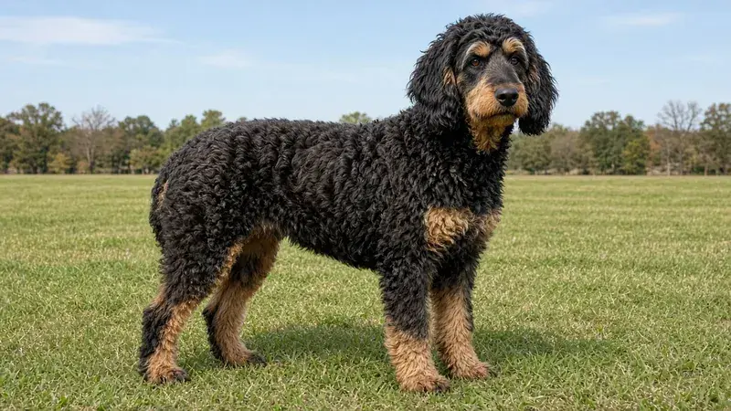 Shepadoodle, kruising van Duitse Herder × Poedel